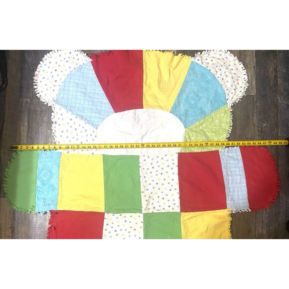 Handmade Bear Colorful Rag Quilt Scrappy Blanket Crib Toddler Floor Mat Baby - Picture 4 of 4